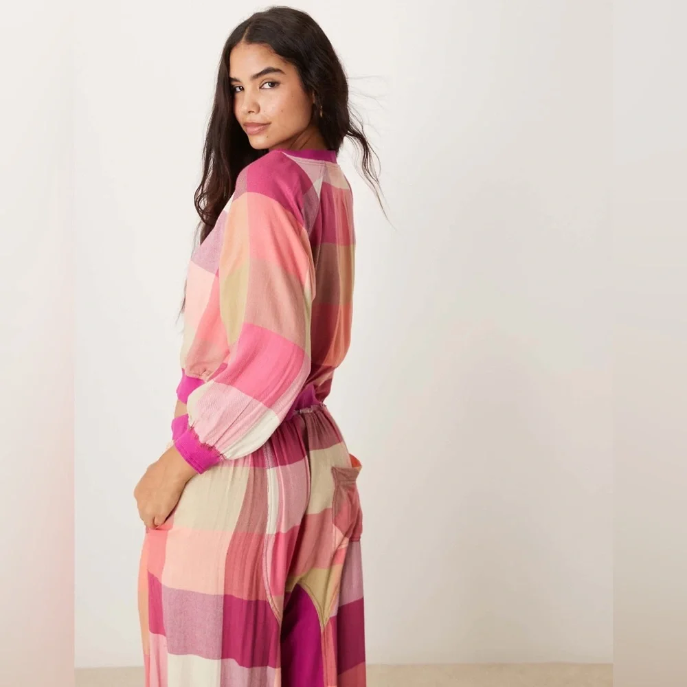 Free People Pink and Cream Pajama Pants - Picture 3 of 12